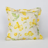 Amapola Pillow Cover - Yellow watercolor linen pillow