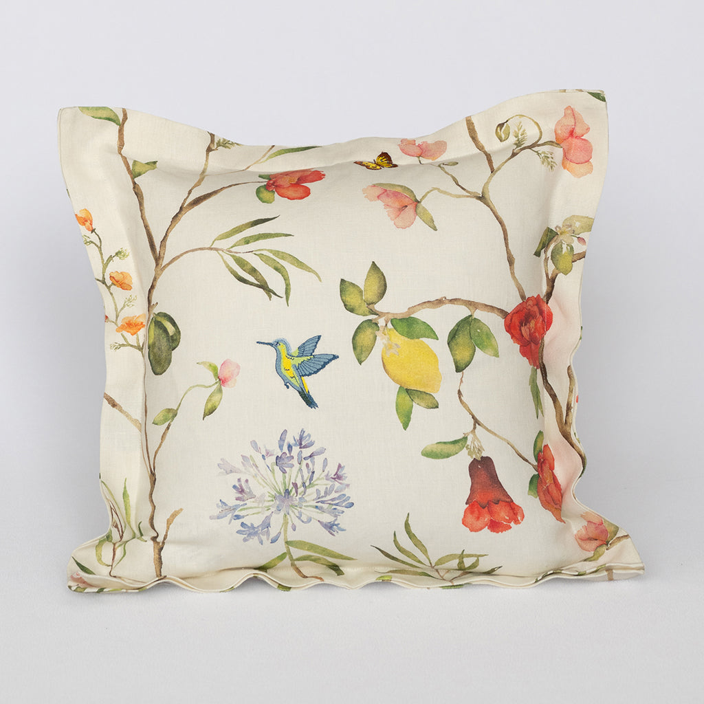 De La Vina Pillow Cover - Ivory Watercolor Pillow