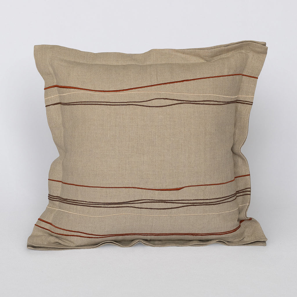 Las Canoas Pillow Cover - Embroidered Linen Pillow
