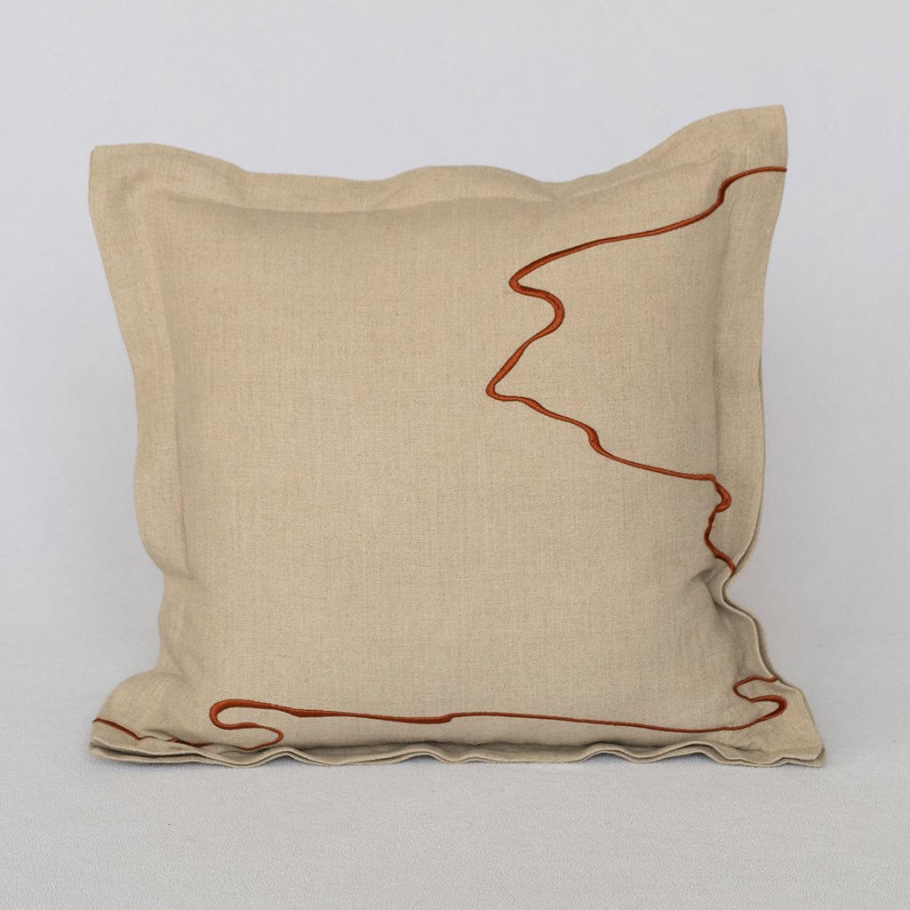 Miramar Pillow Cover - Embroidered Linen Pillow