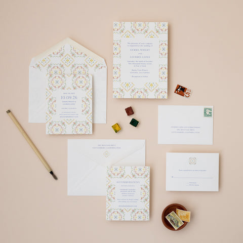Tierra Cielo - Watercolor Tile Wedding Invitation