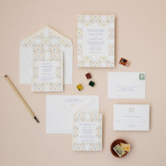 Tierra Cielo - Watercolor Tile Wedding Invitation