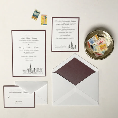 chicago skyline wedding invitation