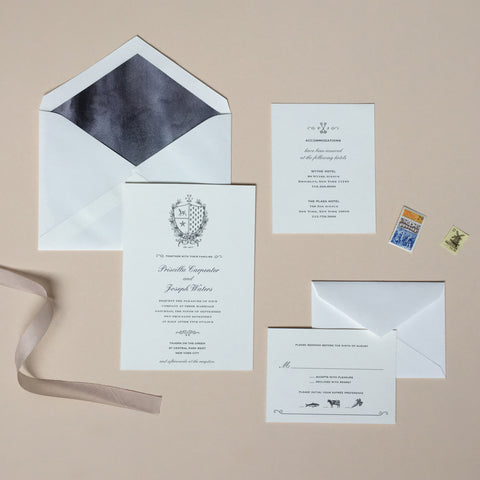 Custom crest wedding invitation