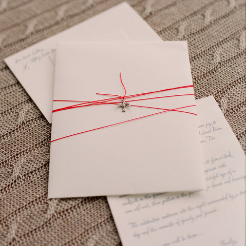 Love letter wedding invitation with charm