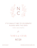 monogram wreath flower save the date
