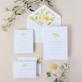 Yellow watercolor flower wedding invitation