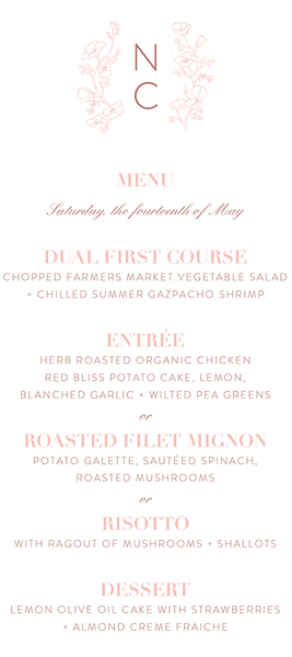 Botanical Wreath Menu