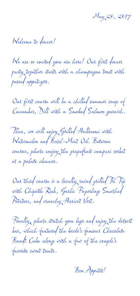 Love Letters Menu