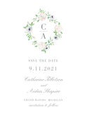 watercolor wreath monogram save the date