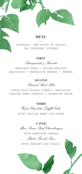 Rose Menu